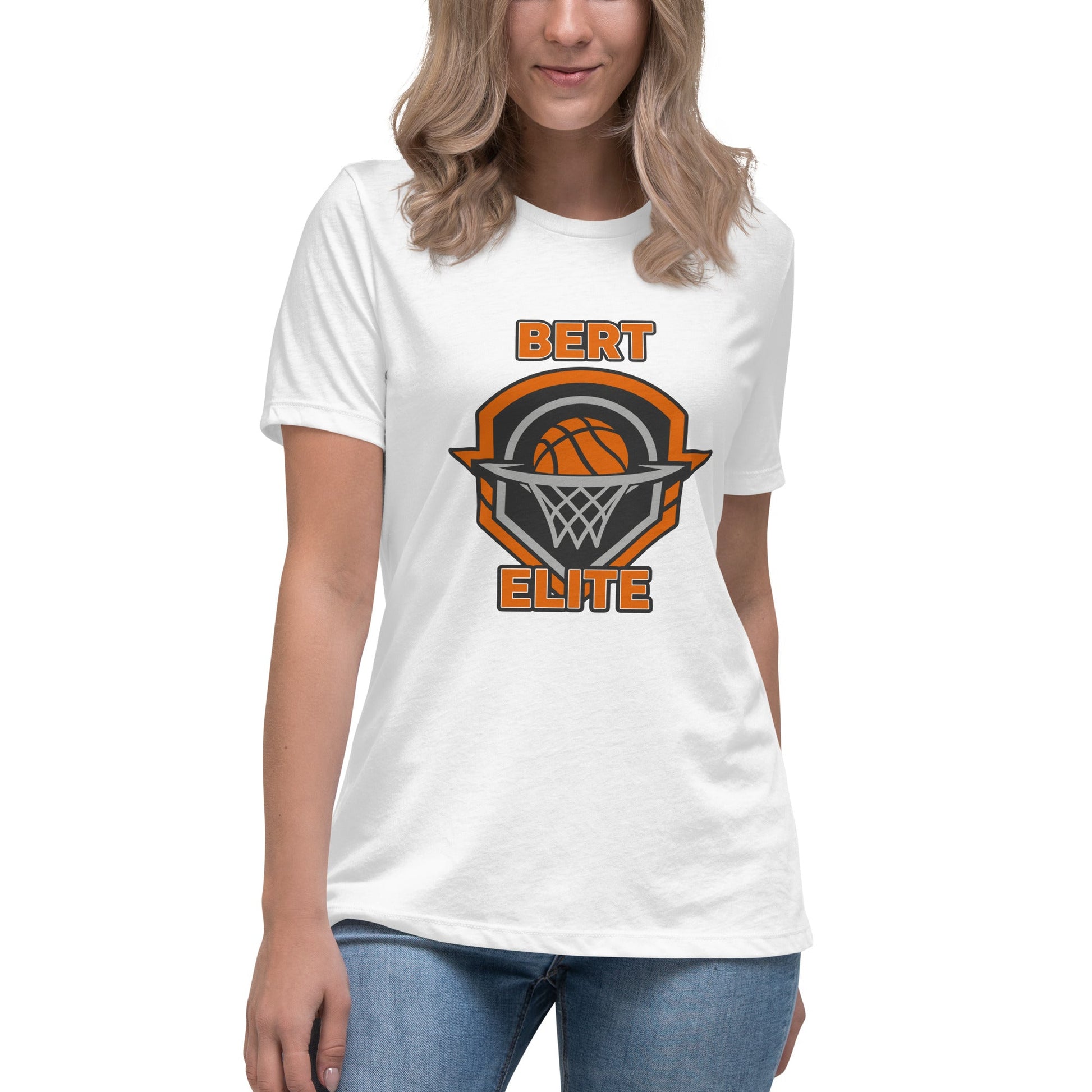 Performance | Women's Relaxed T Shirt | Bert Elite AAU | Hoop Badge Logo