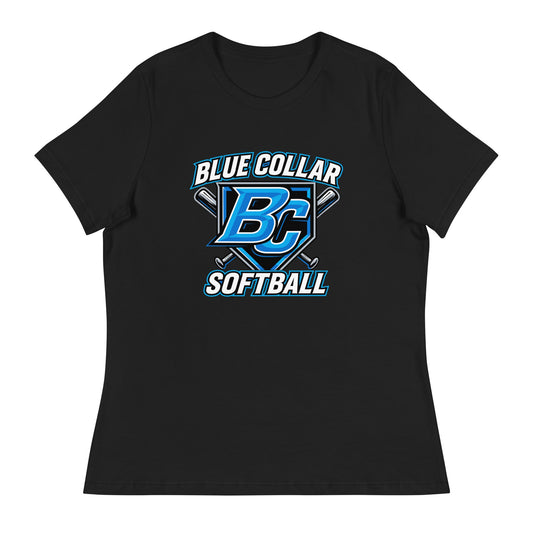 Performance | Women's Relaxed T Shirt | Blue Collar Softball 2034 | Shield Logo