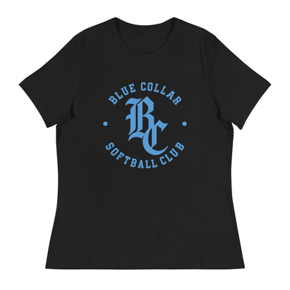 Performance | Women's Relaxed T Shirt | Blue Collar Softball 2034 | Varsity Logo