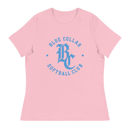 Performance | Women's Relaxed T Shirt | Blue Collar Softball 2034 | Varsity Logo