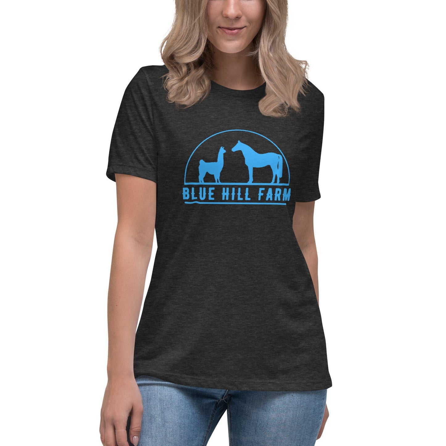 Performance | Women's Relaxed T Shirt | Blue Hill Farm | Emblem Logo