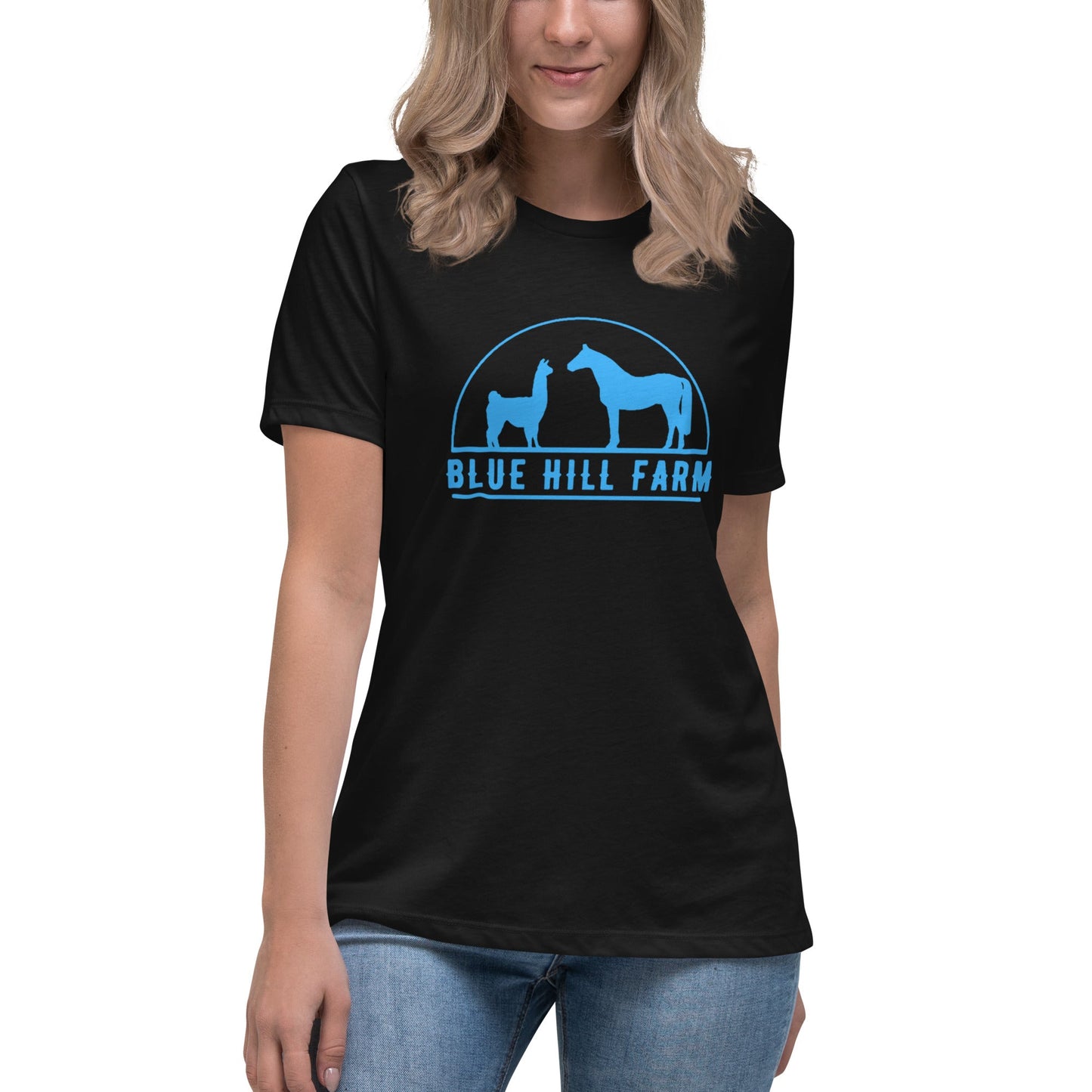 Performance | Women's Relaxed T Shirt | Blue Hill Farm | Emblem Logo