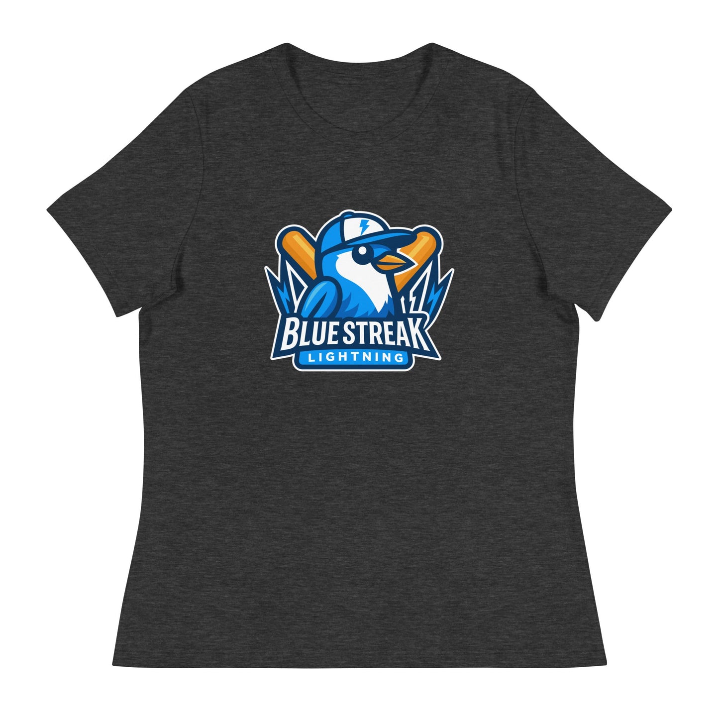 Performance | Women's Relaxed T Shirt | Blue Streak Lightning | Mascot Logo