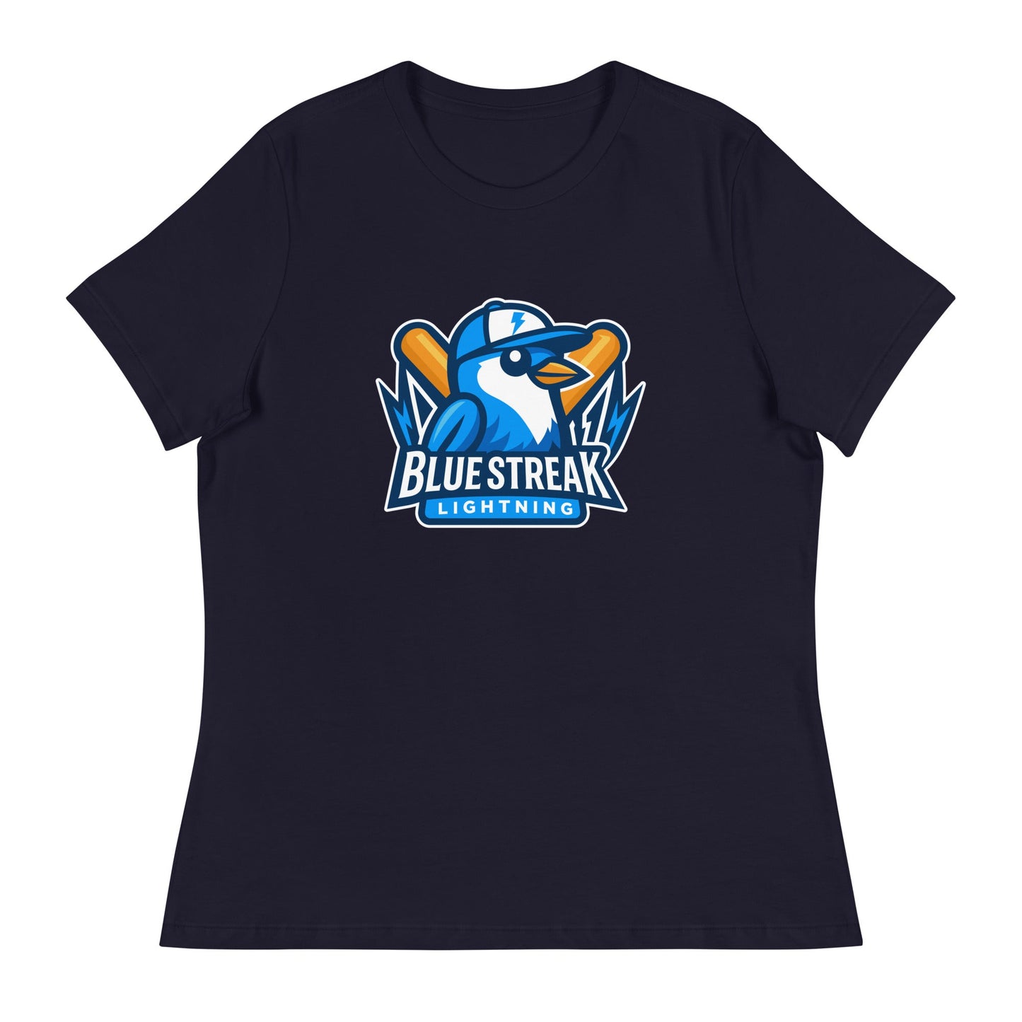 Performance | Women's Relaxed T Shirt | Blue Streak Lightning | Mascot Logo