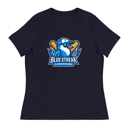 Performance | Women's Relaxed T Shirt | Blue Streak Lightning | Mascot Logo