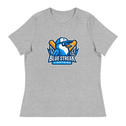 Performance | Women's Relaxed T Shirt | Blue Streak Lightning | Mascot Logo