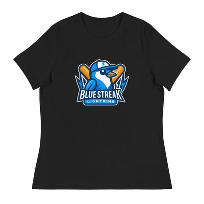 Performance | Women's Relaxed T Shirt | Blue Streak Lightning | Mascot Logo