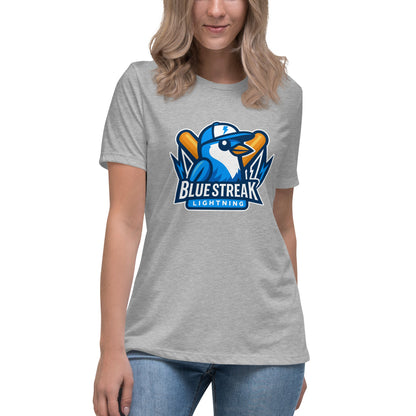 Performance | Women's Relaxed T Shirt | Blue Streak Lightning | Mascot Logo