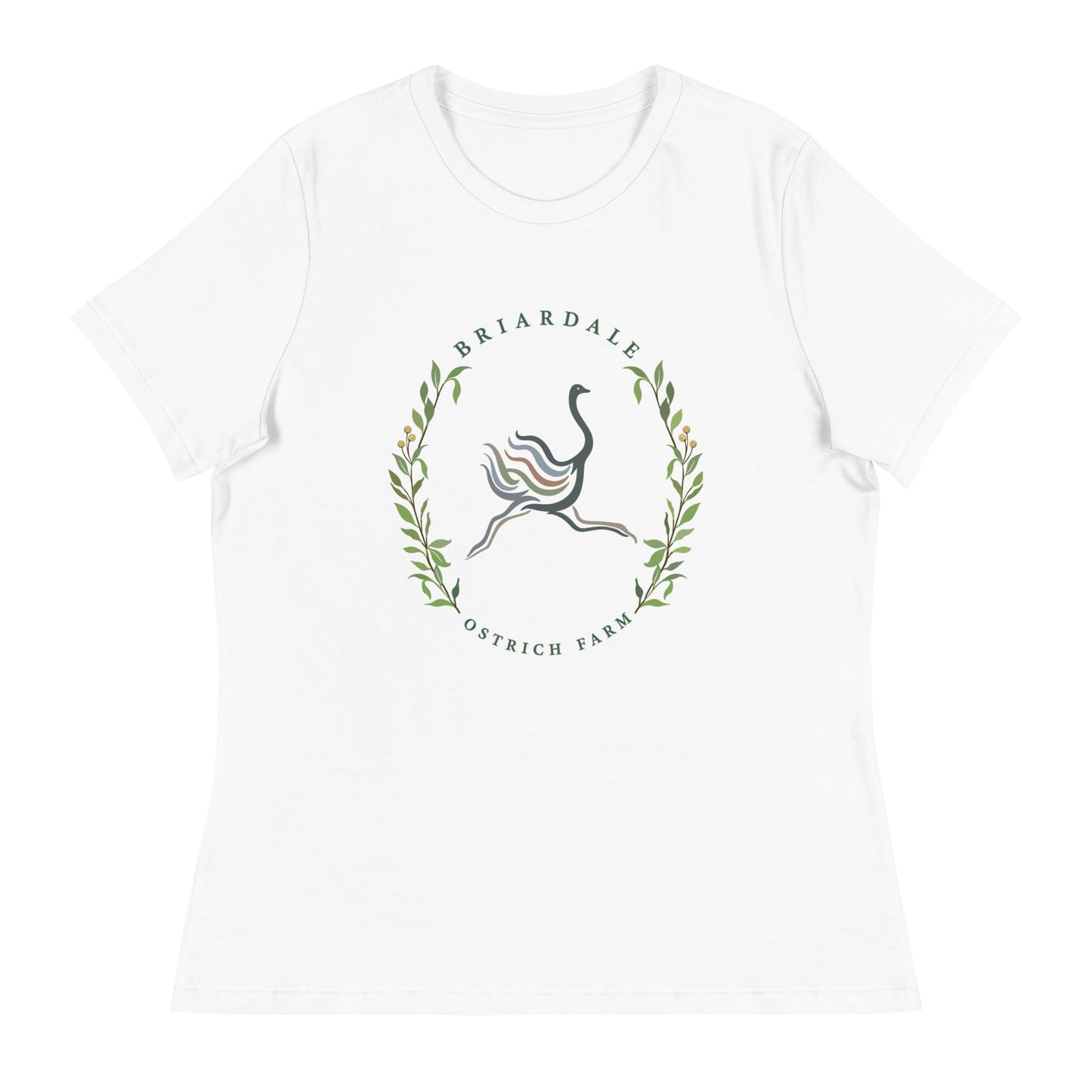 Performance | Women's Relaxed T Shirt | Briardale Ostrich Farm | Crest Logo