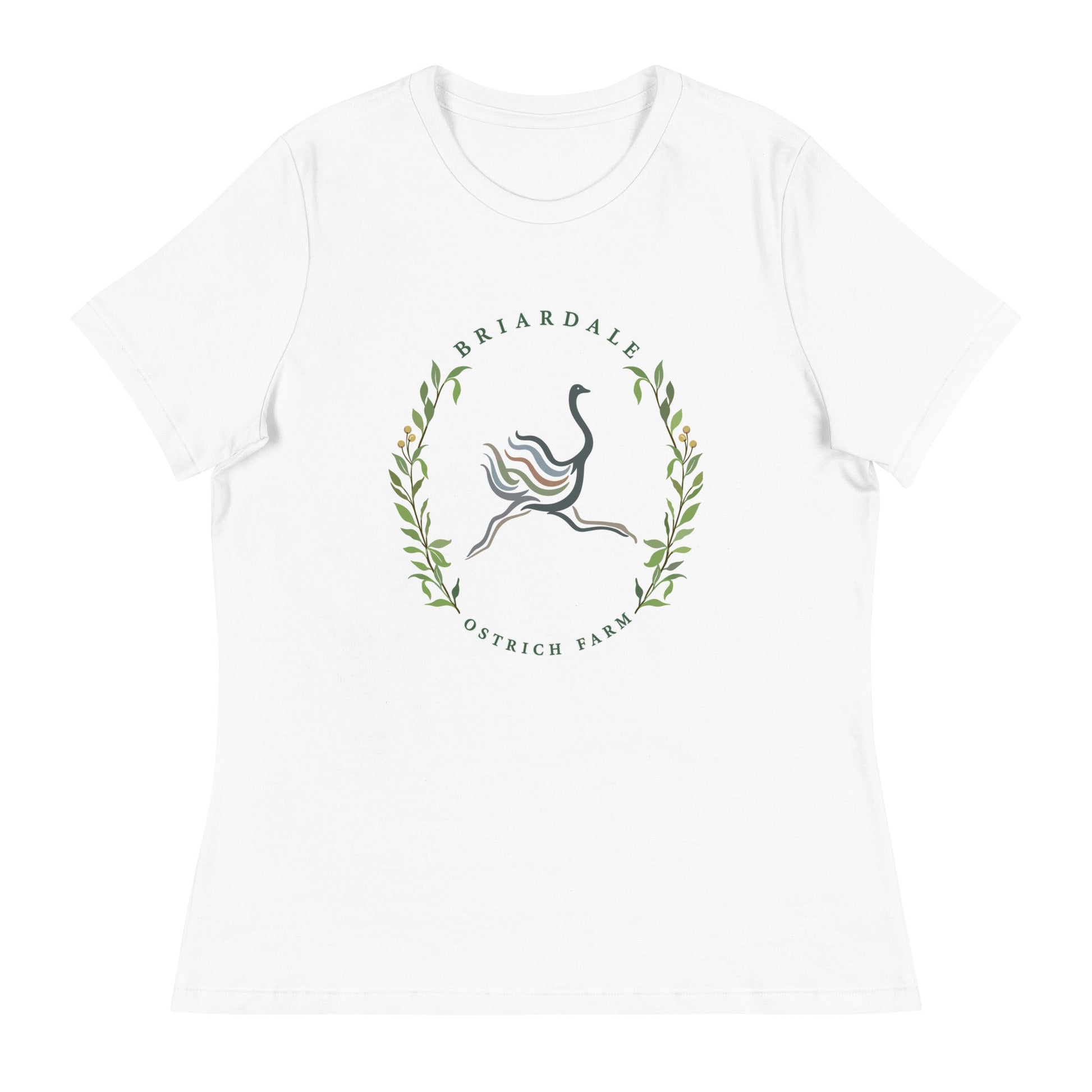 Performance | Women's Relaxed T Shirt | Briardale Ostrich Farm | Crest Logo