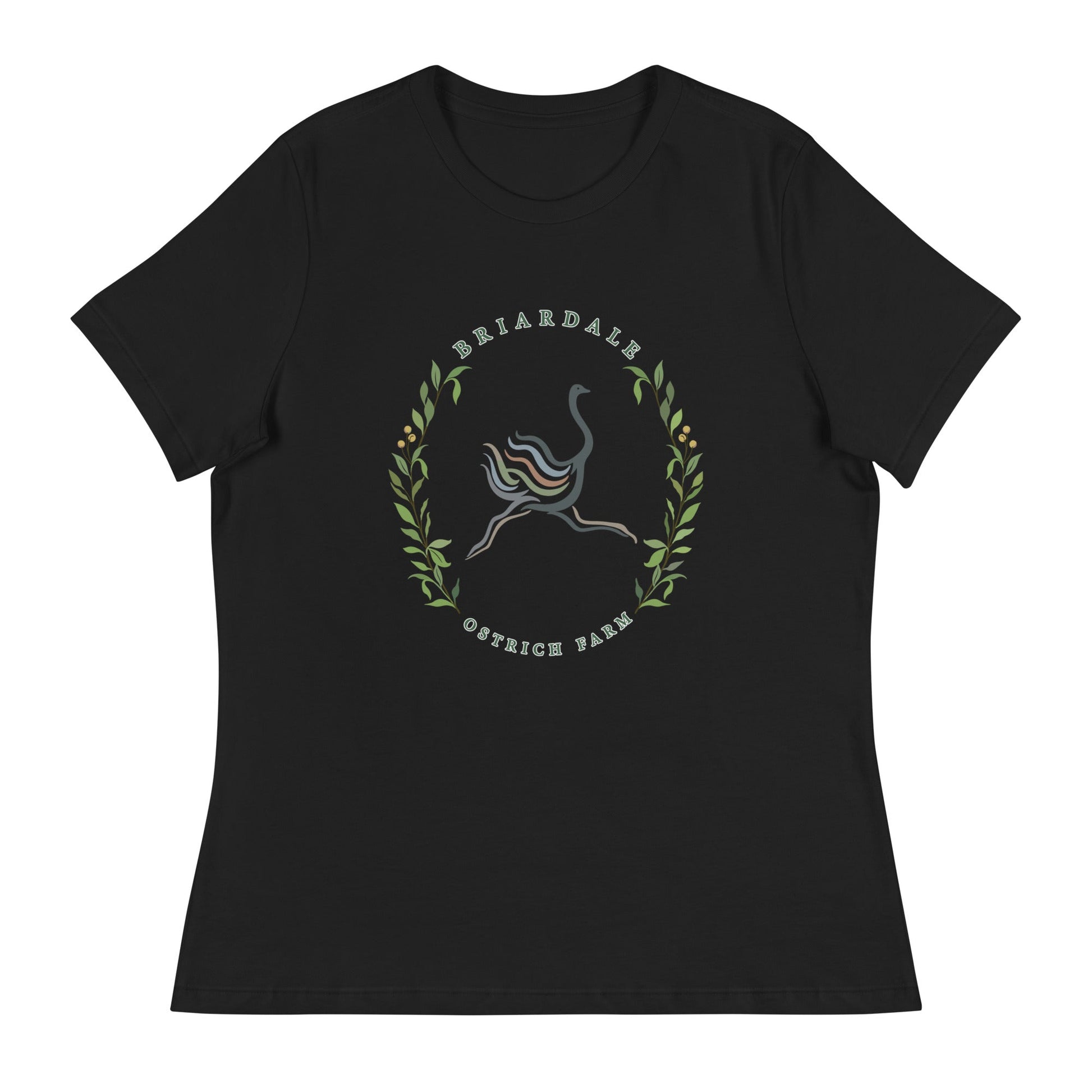 Performance | Women's Relaxed T Shirt | Briardale Ostrich Farm | Crest Logo