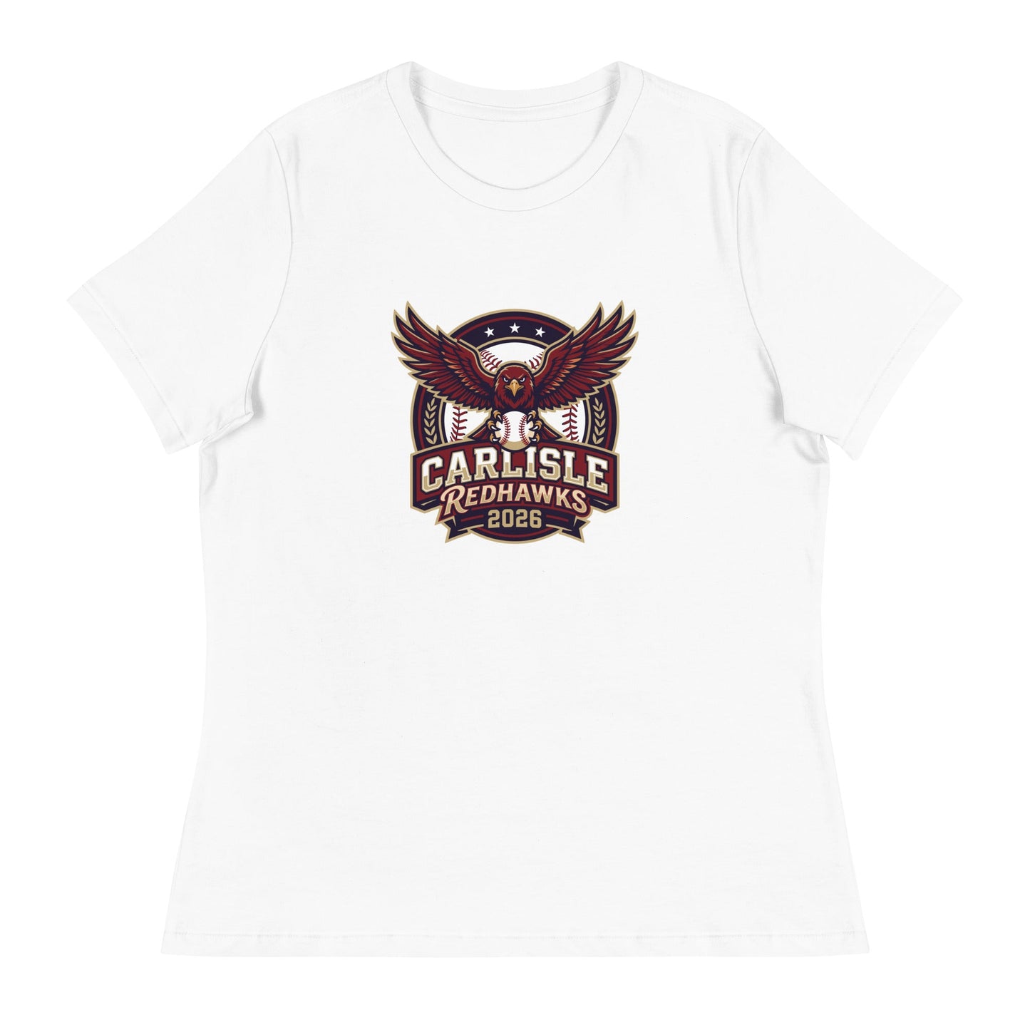 Performance | Women's Relaxed T Shirt | Carlisle Redhawks | Emblem Logo