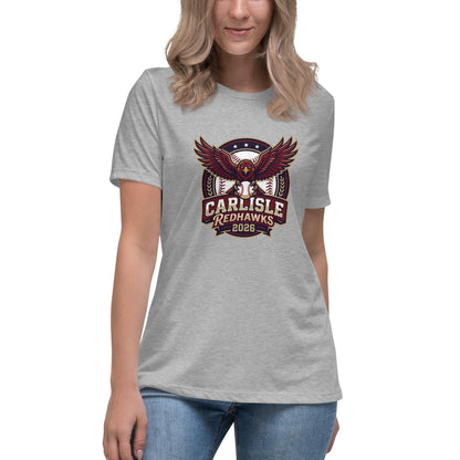 Performance | Women's Relaxed T Shirt | Carlisle Redhawks | Emblem Logo