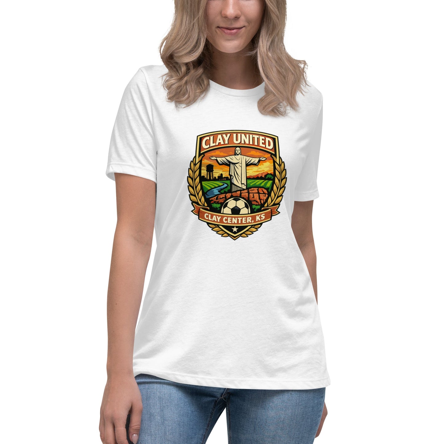 Performance | Women's Relaxed T Shirt | Clay United | Crest Logo