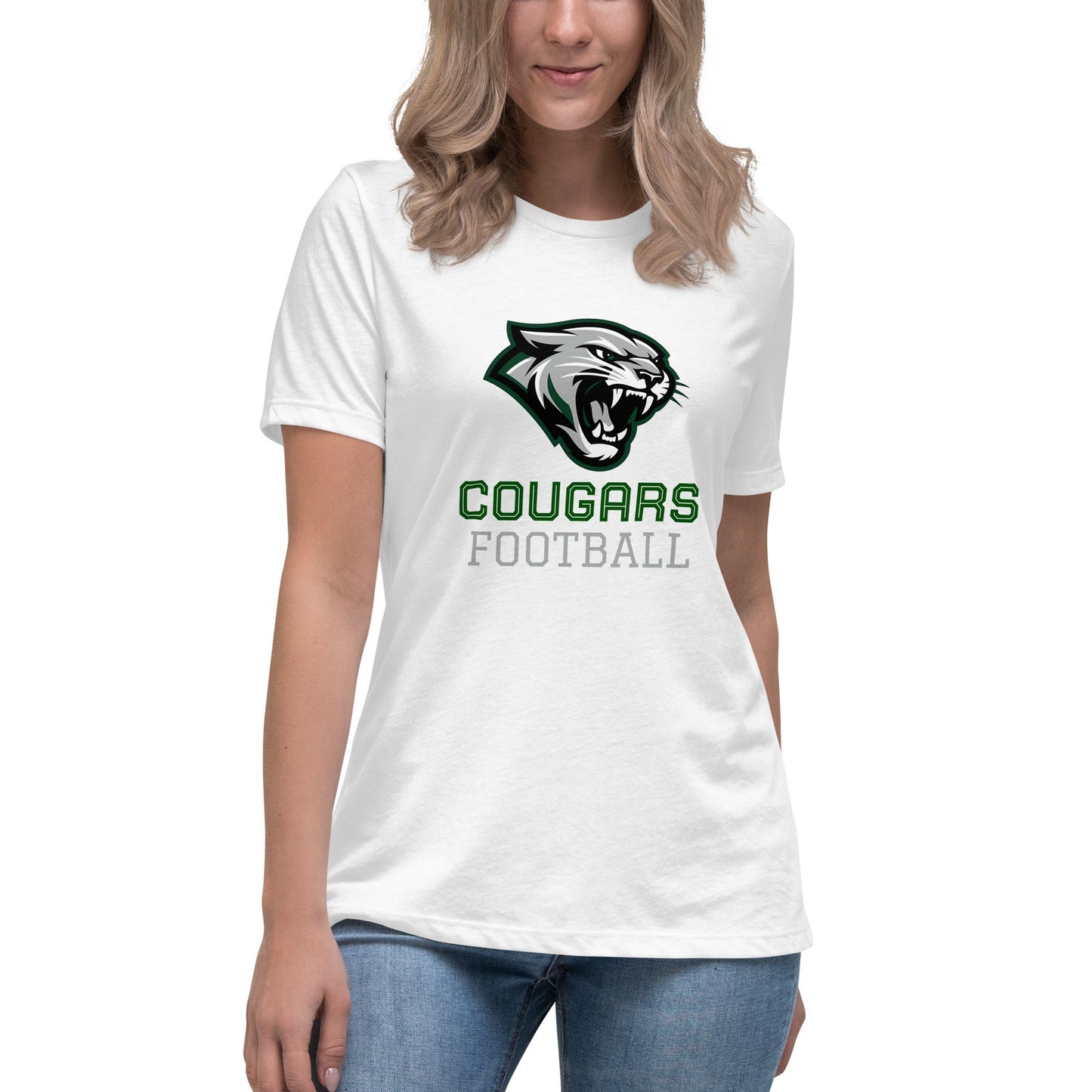 Performance | Women's Relaxed T Shirt | Colts Neck Cougars | Youth Tackle Football (AYF) | Strike Mascot Logo