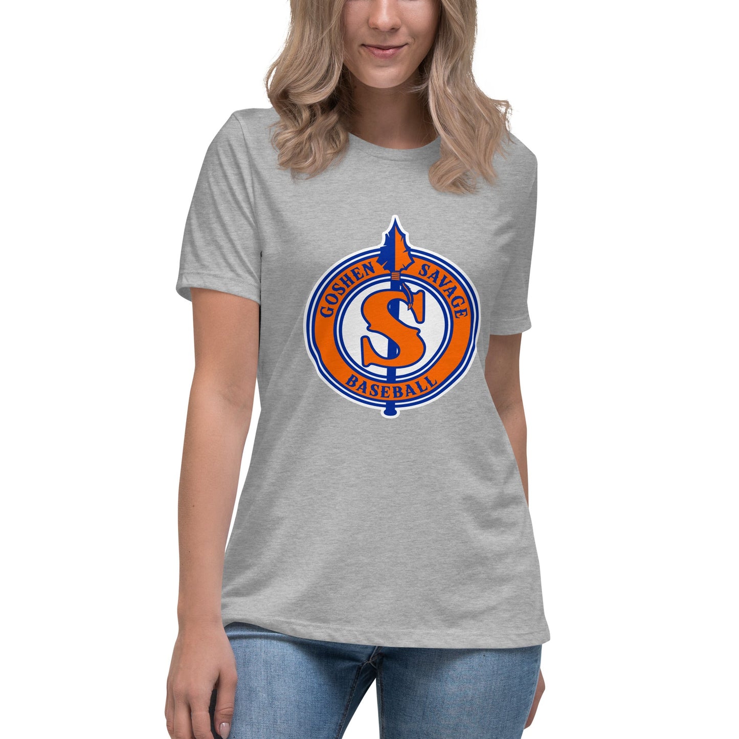Performance | Women's Relaxed T Shirt | Goshen Savage Baseball | Badge Logo