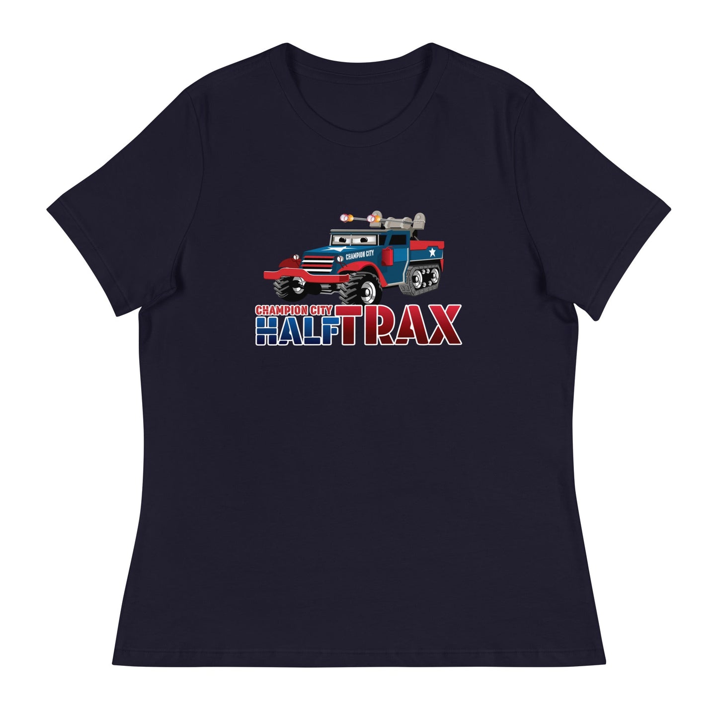 Performance | Women's Relaxed T Shirt | Half Trax Baseball | Mascot Logo