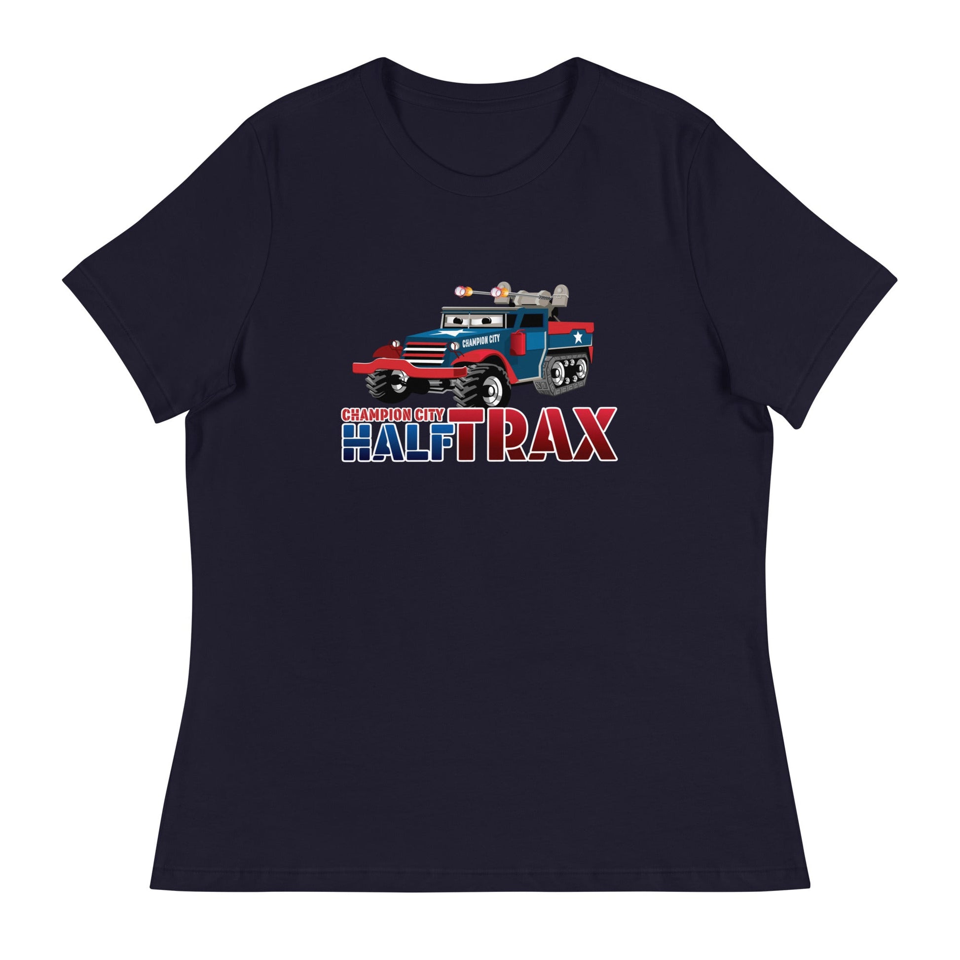 Performance | Women's Relaxed T Shirt | Half Trax Baseball | Mascot Logo