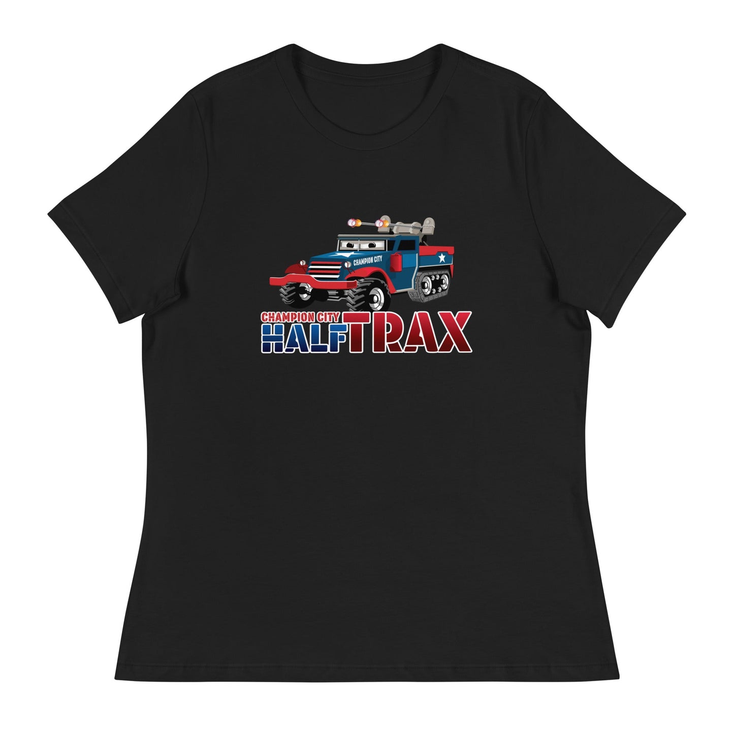 Performance | Women's Relaxed T Shirt | Half Trax Baseball | Mascot Logo