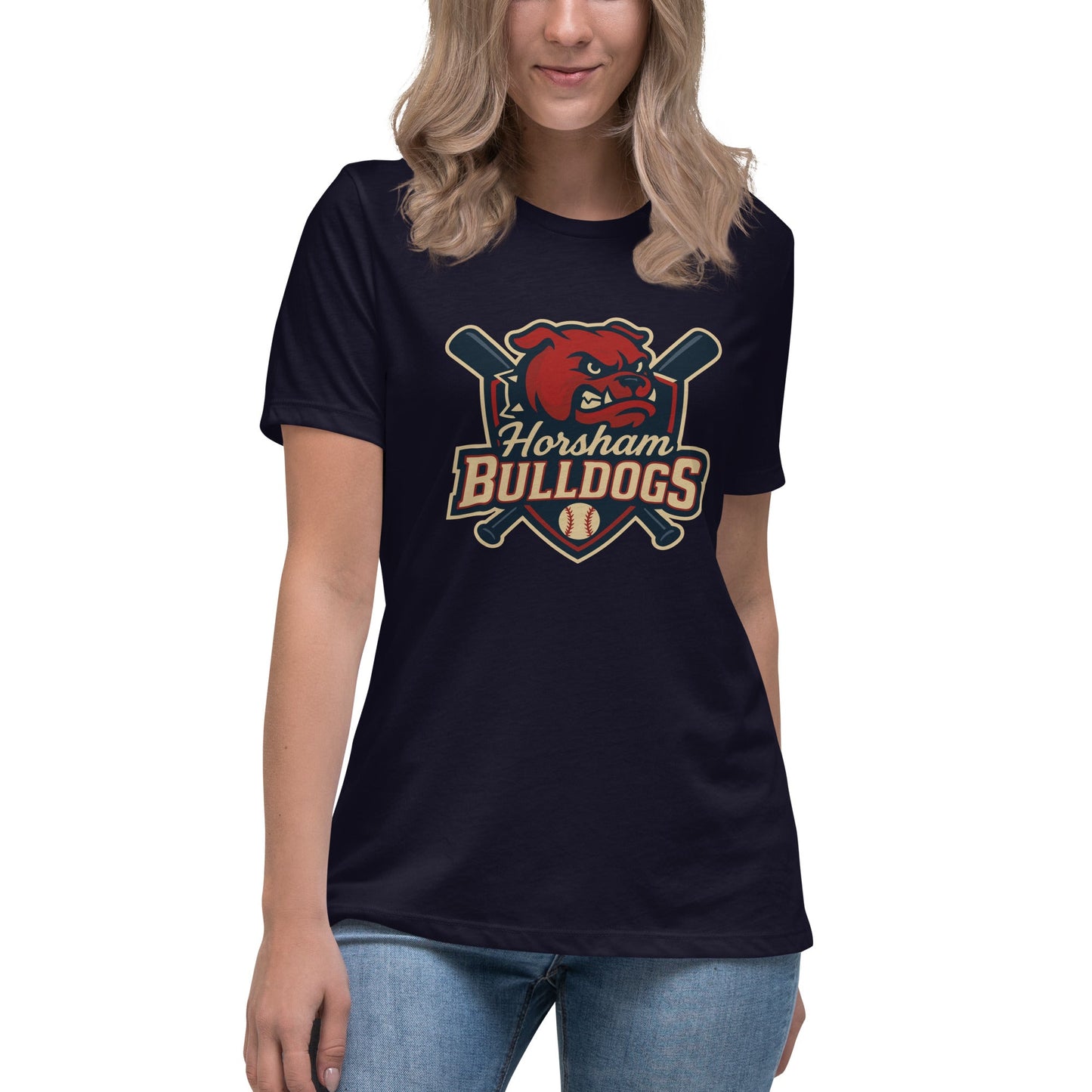 Performance | Women's Relaxed T Shirt | Horsham Travel Baseball | Bulldogs Logo