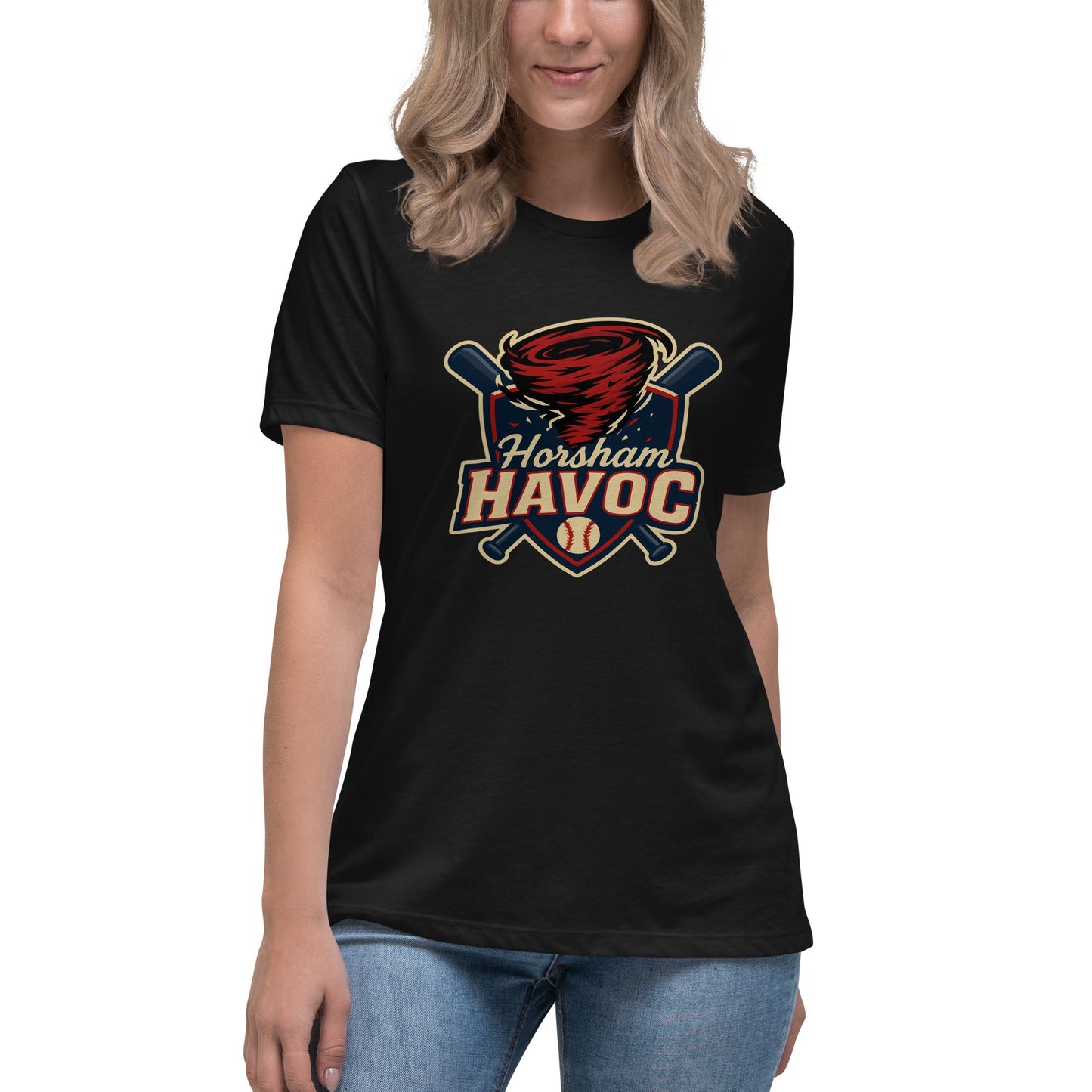 Performance | Women's Relaxed T Shirt | Horsham Travel Baseball | Havoc Logo