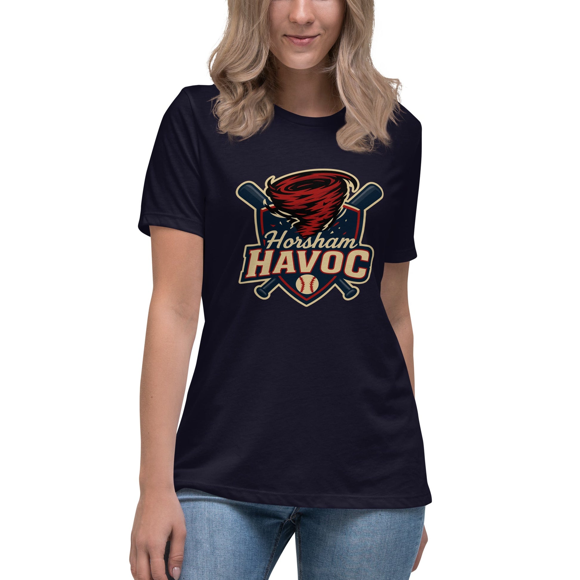 Performance | Women's Relaxed T Shirt | Horsham Travel Baseball | Havoc Logo