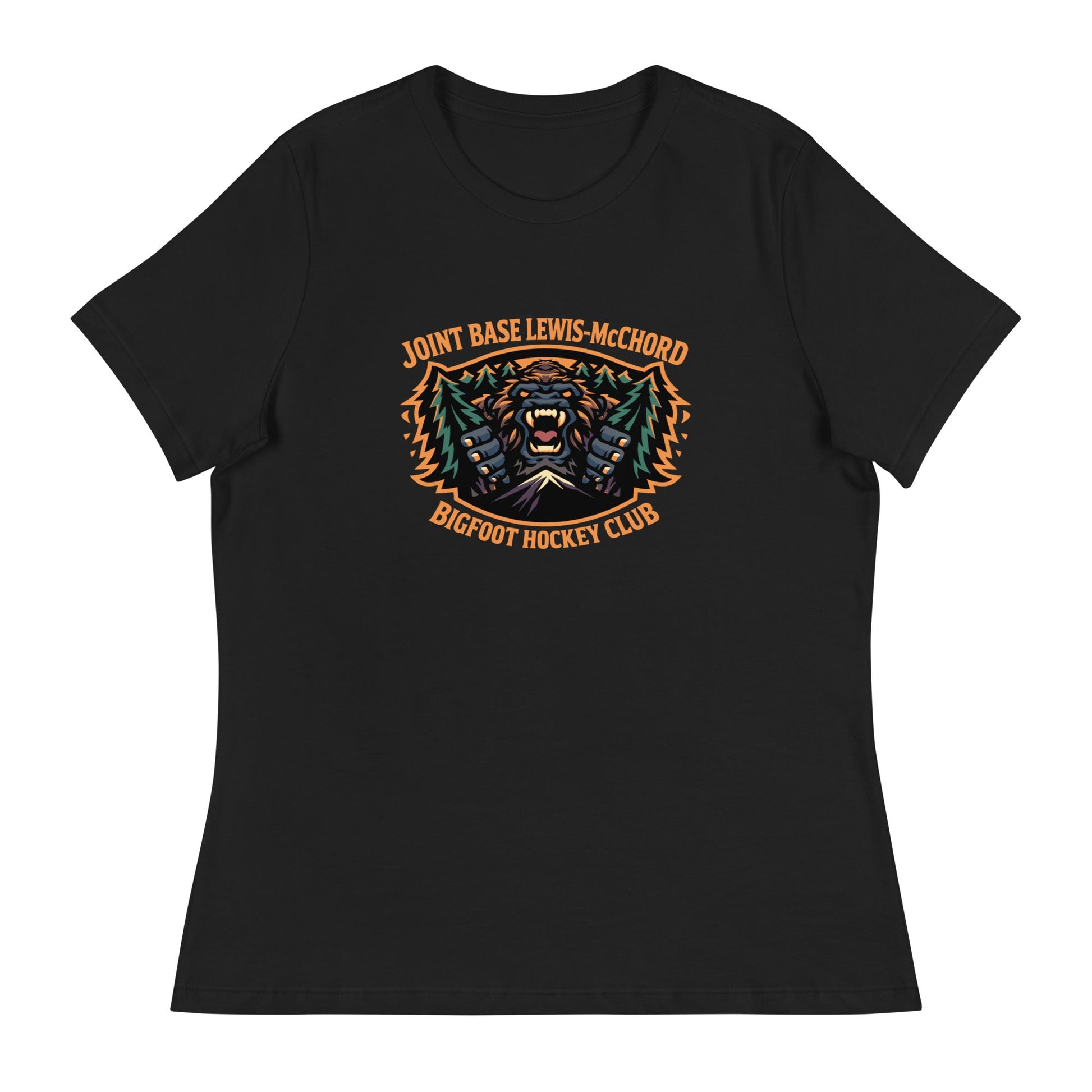 Performance | Women's Relaxed T Shirt | JBLM Bigfoot Hockey Team | Mascot Logo