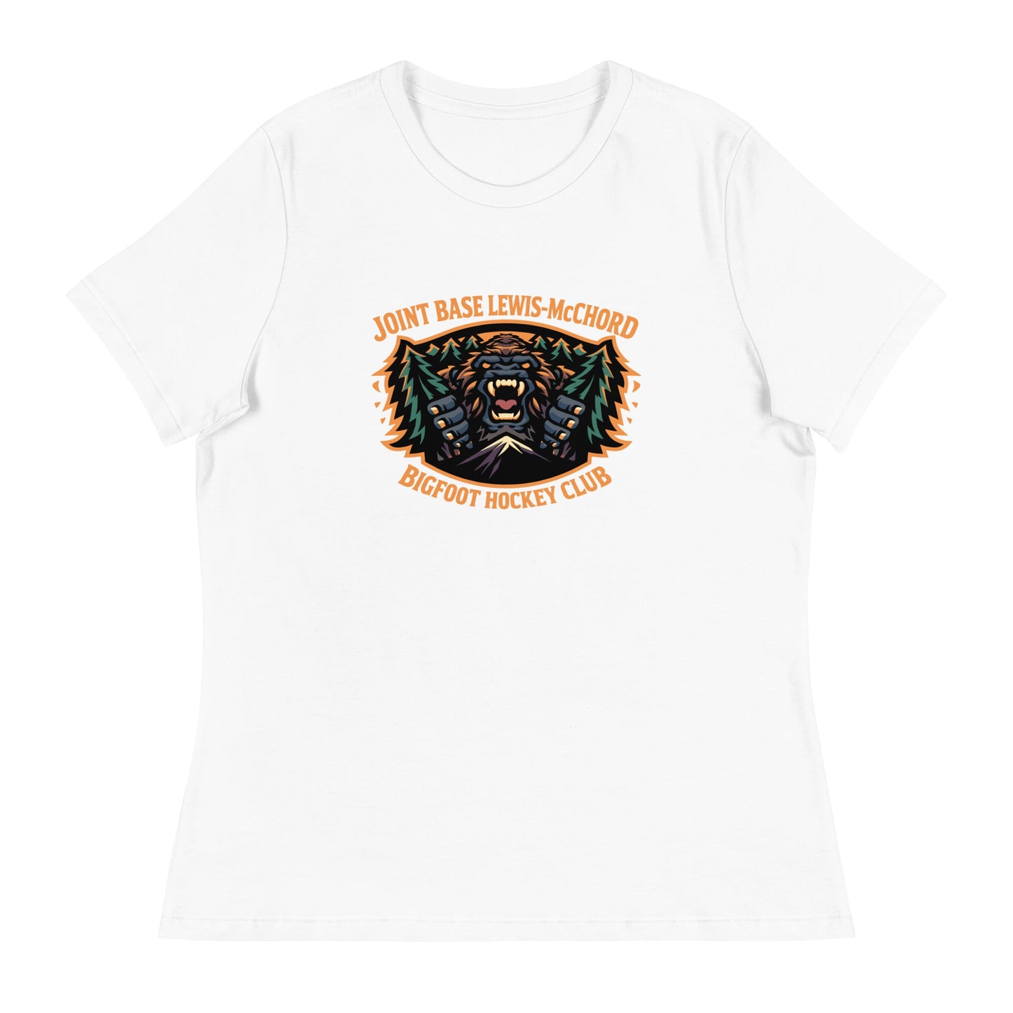 Performance | Women's Relaxed T Shirt | JBLM Bigfoot Hockey Team | Mascot Logo