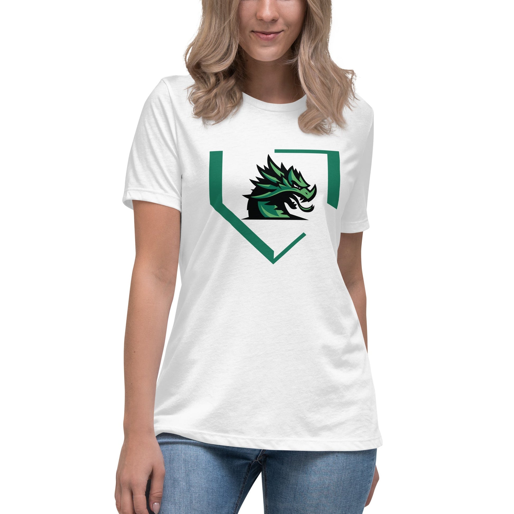 Performance | Women's Relaxed T Shirt | John Cooper Baseball | Dragon Home Logo