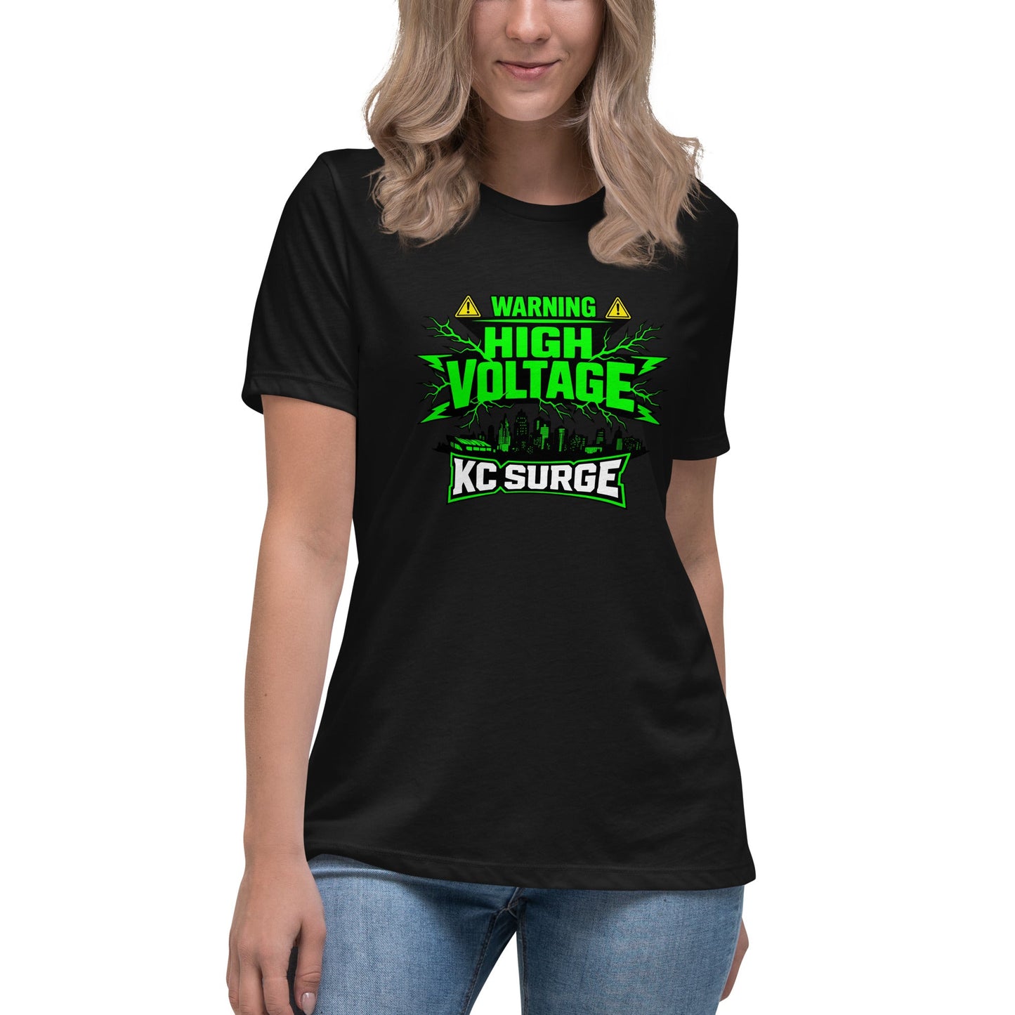 Performance | Women's Relaxed T Shirt | Kansas City Surge | High Voltage Logo