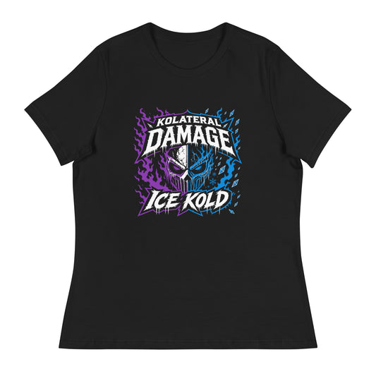 Performance | Women's Relaxed T Shirt | Kolateral Damage E-Sports | Ice Kold Crest Logo