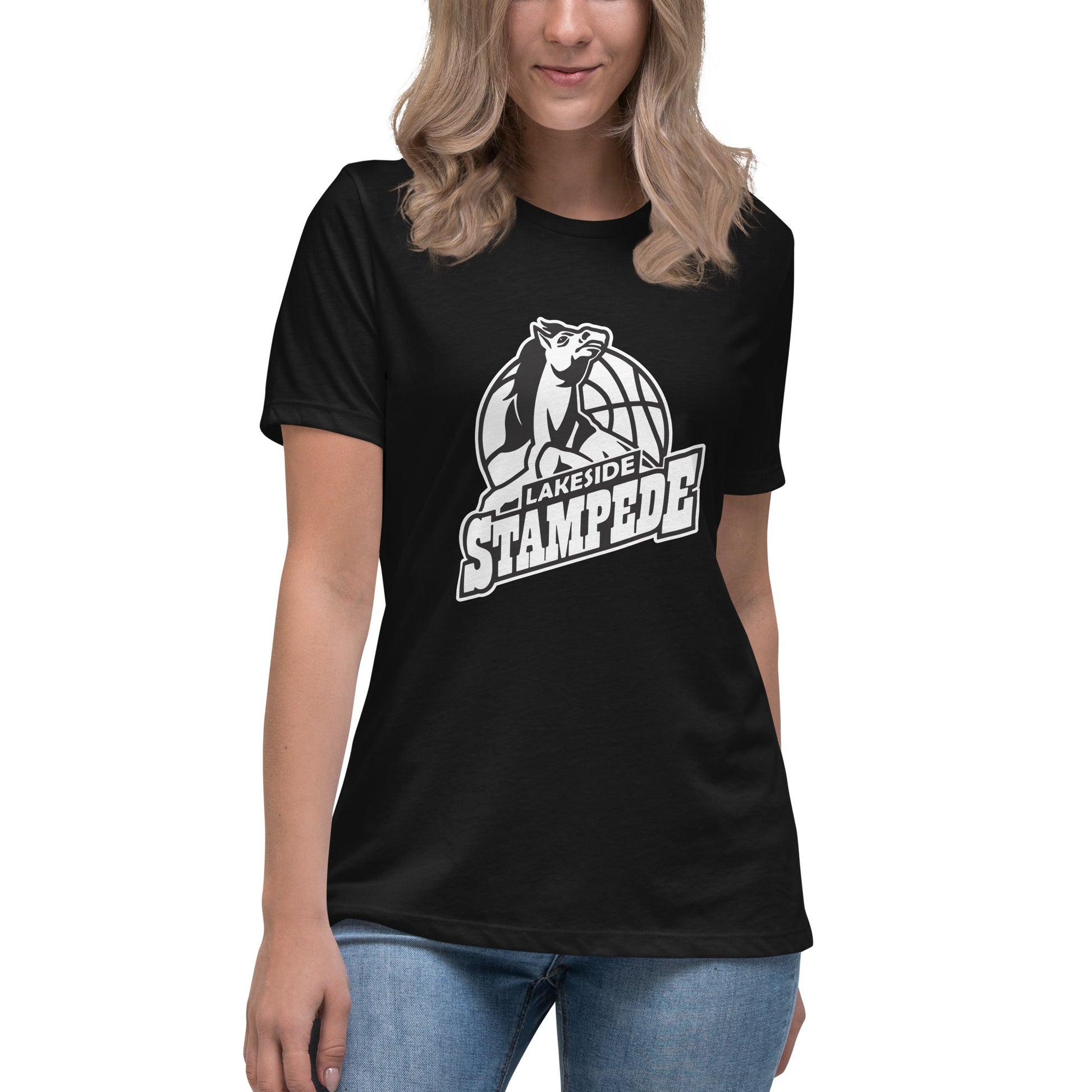 Performance | Women's Relaxed T Shirt | Lakeside Stampede | Basketball Mascot Logo