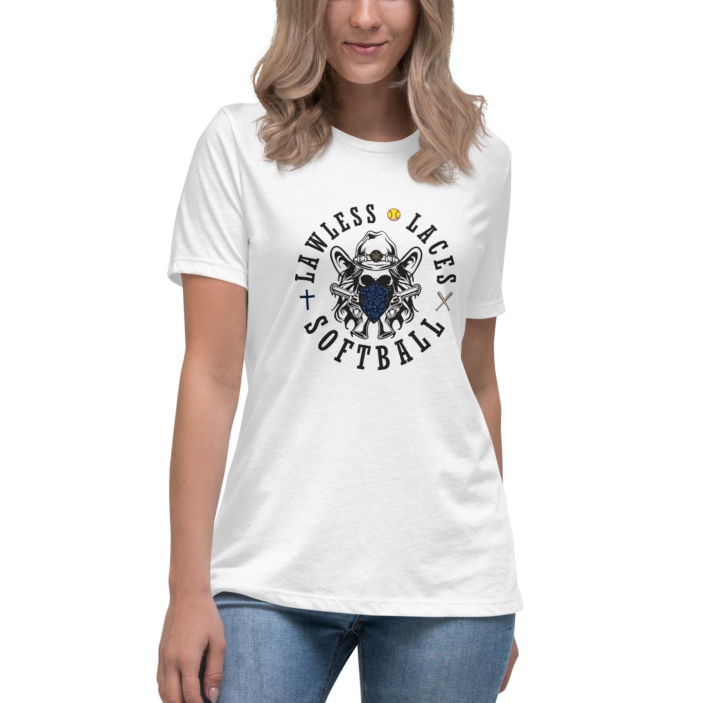 Performance | Women's Relaxed T Shirt | Lawless Laces Softball | Bandana Mascot Logo