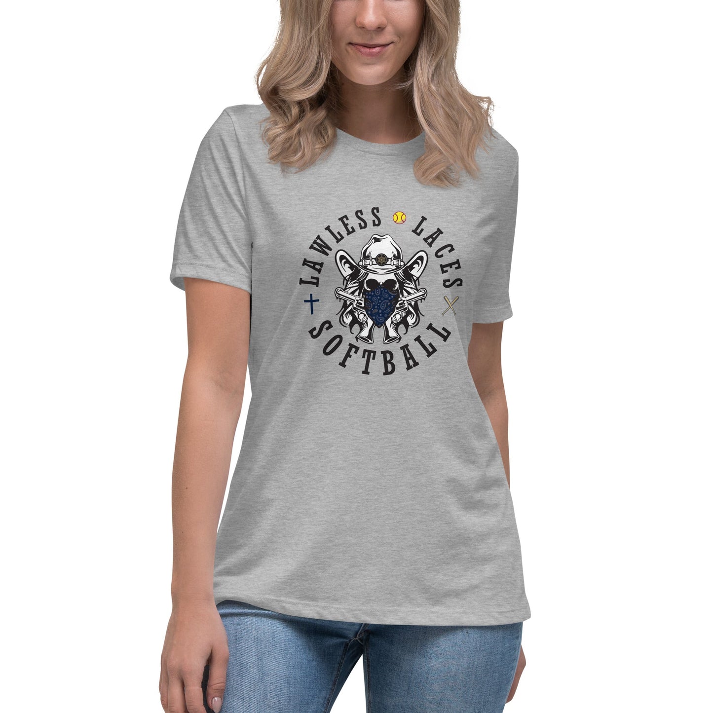 Performance | Women's Relaxed T Shirt | Lawless Laces Softball | Bandana Mascot Logo