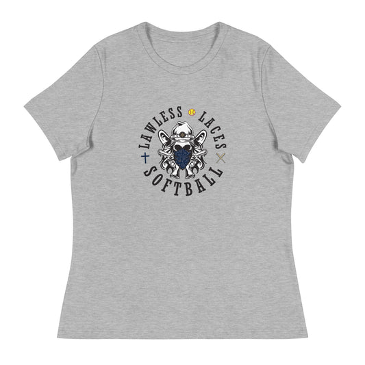 Performance | Women's Relaxed T Shirt | Lawless Laces Softball | Bandana Mascot Logo