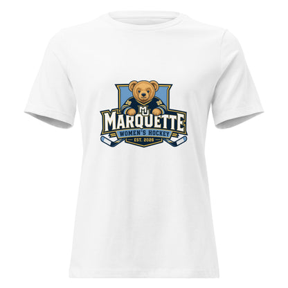 Performance | Women's Relaxed T Shirt | Marquette University Women's Hockey | Bear Athletics Logo