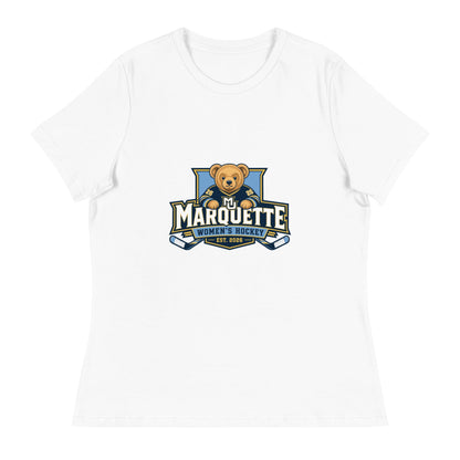 Performance | Women's Relaxed T Shirt | Marquette University Women's Hockey | Bear Athletics Logo