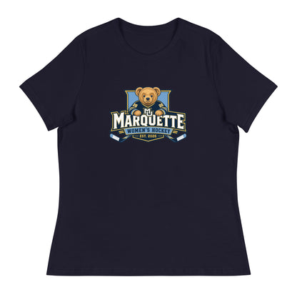 Performance | Women's Relaxed T Shirt | Marquette University Women's Hockey | Bear Athletics Logo