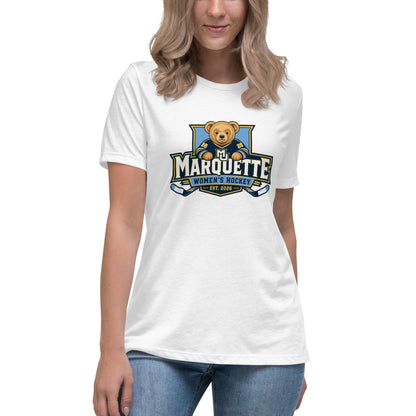 Performance | Women's Relaxed T Shirt | Marquette University Women's Hockey | Bear Athletics Logo