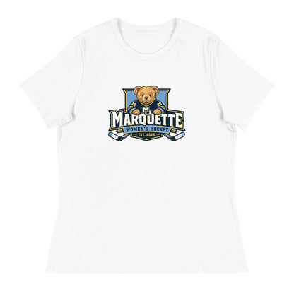 Performance | Women's Relaxed T Shirt | Marquette University Women's Hockey | Bear Athletics Logo