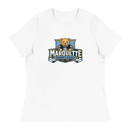 Performance | Women's Relaxed T Shirt | Marquette University Women's Hockey | Bear Athletics Logo