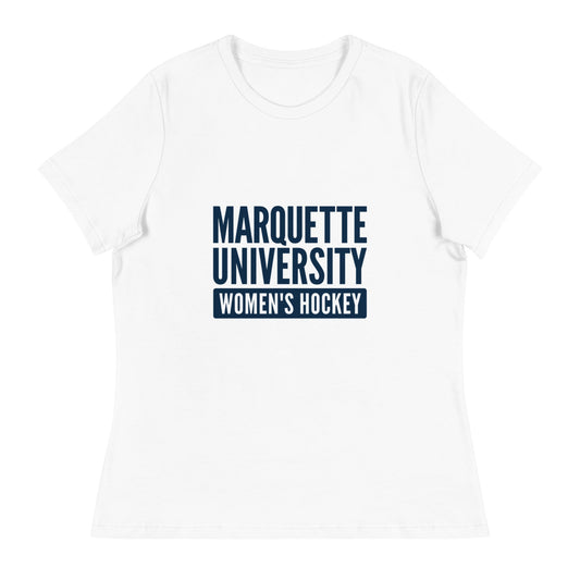 Performance | Women's Relaxed T Shirt | Marquette University Women's Hockey | Modern Script Logo