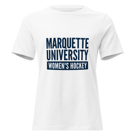Performance | Women's Relaxed T Shirt | Marquette University Women's Hockey | Modern Script Logo