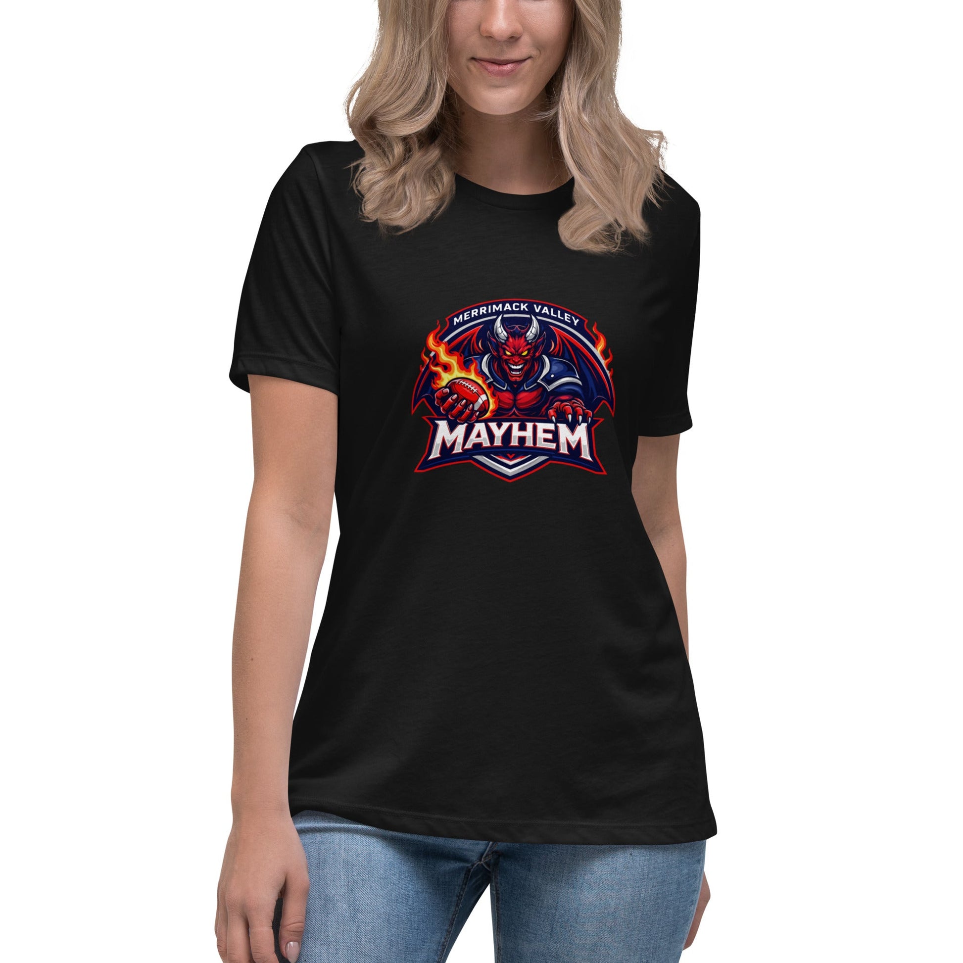 Performance | Women's Relaxed T Shirt | Merrimack Valley Mayhem | Overlord Crest Logo