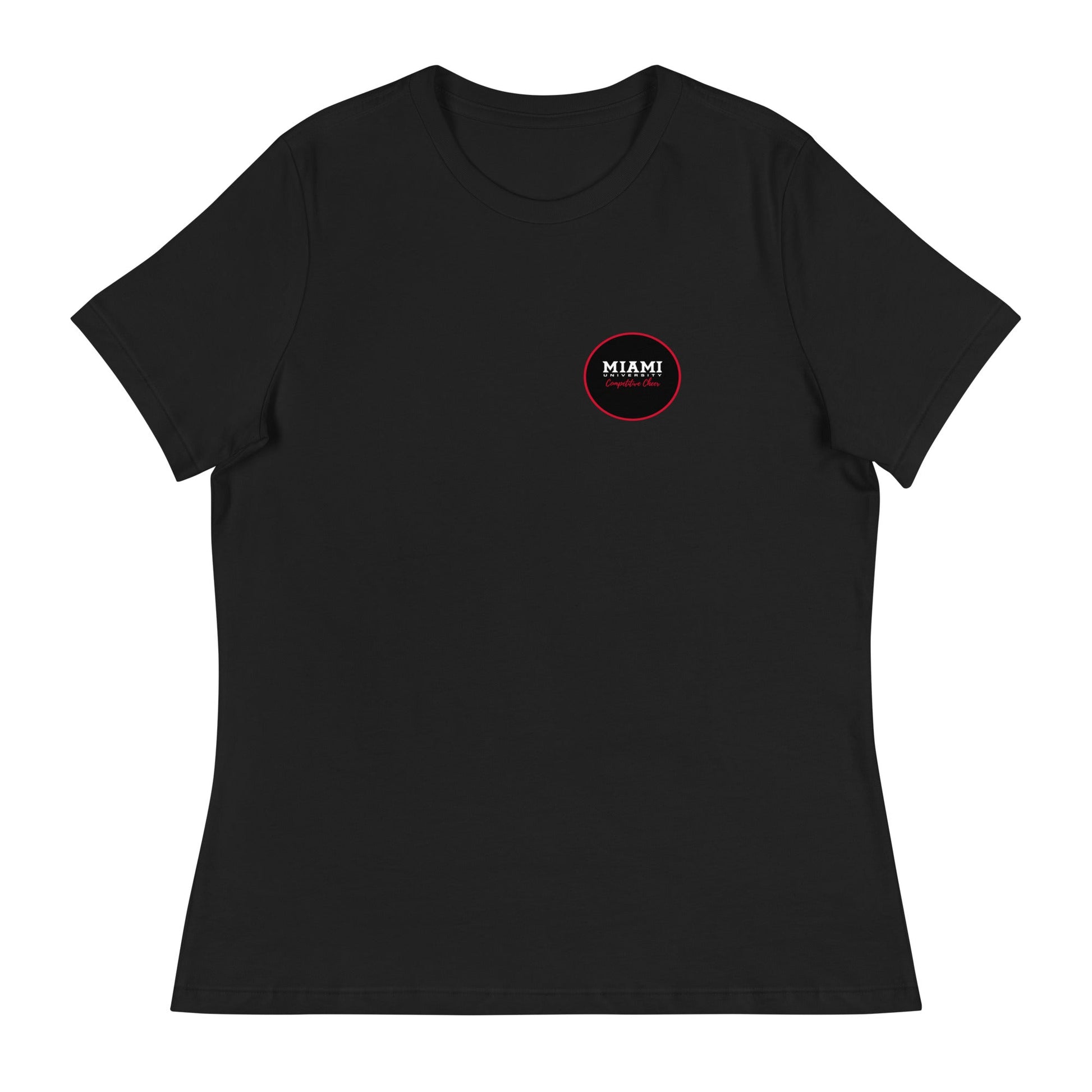 Performance | Women's Relaxed T Shirt | Miami University Competitive Cheer Team | Badge Logo