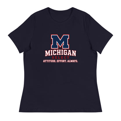 Performance | Women's Relaxed T Shirt | Michigan Select Baseball | Crest Logo