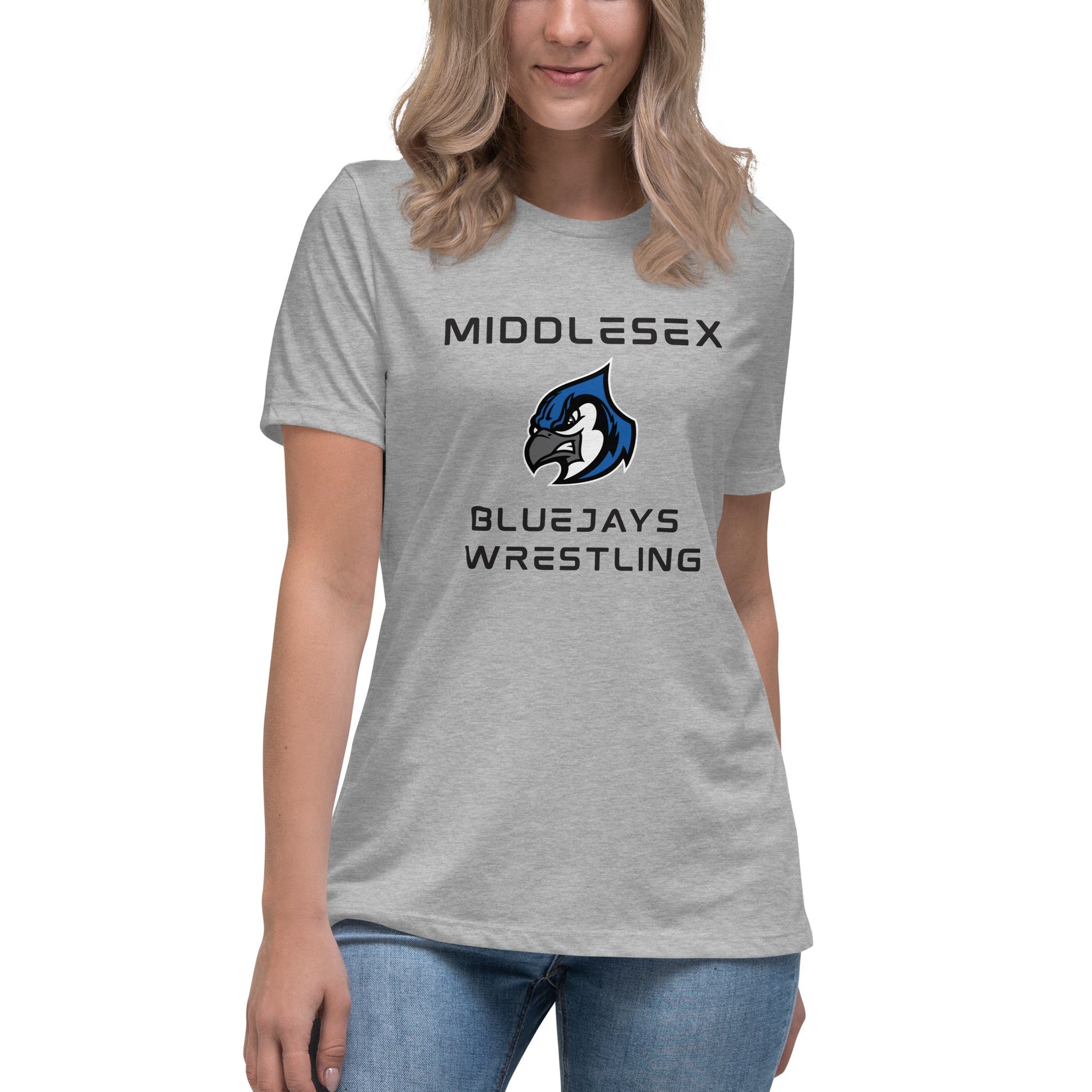 Performance | Women's Relaxed T Shirt | Middlesex Bluejays Wrestling | Bluejays Logo