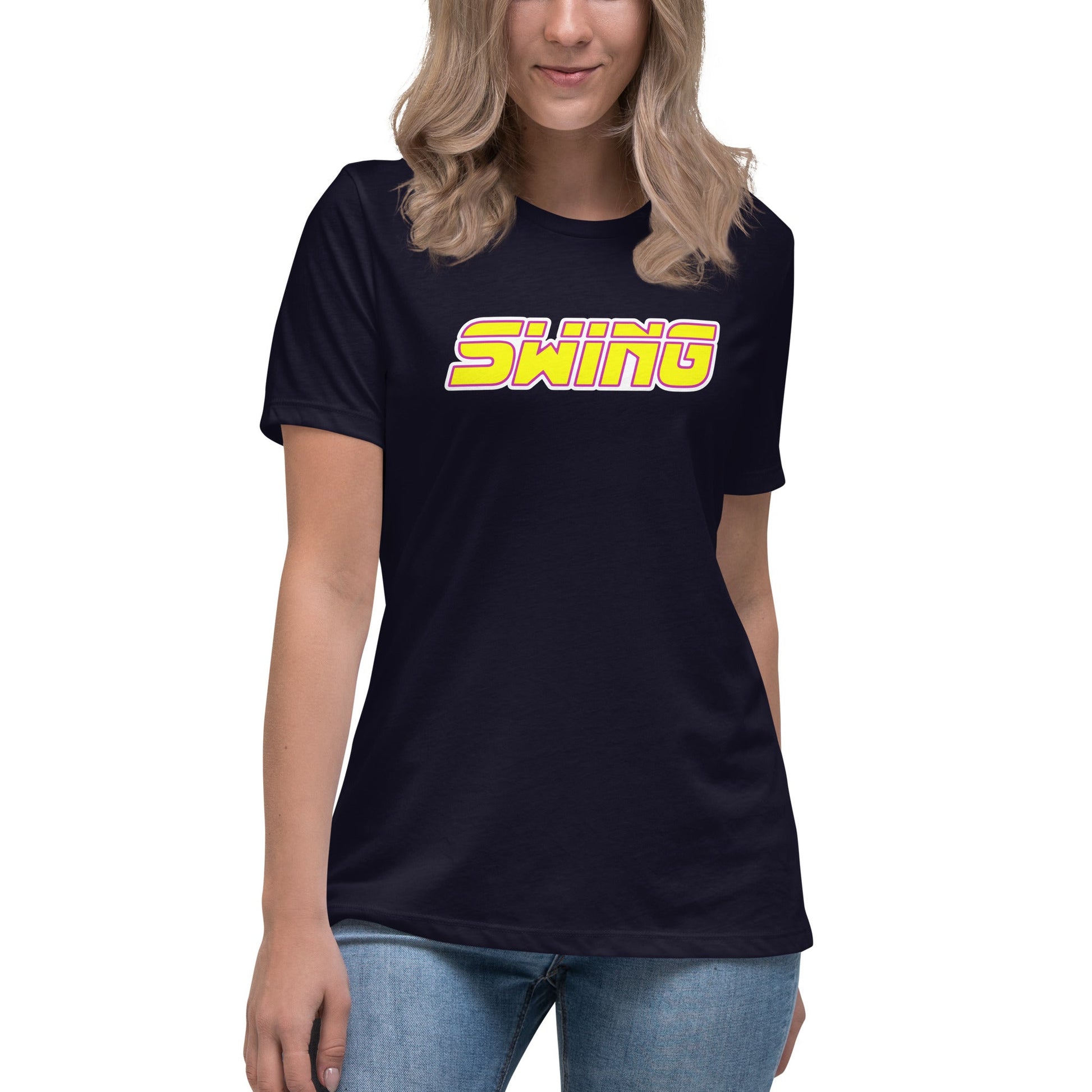 Performance | Women's Relaxed T Shirt | Midwest Swing Softball | Mark Logo