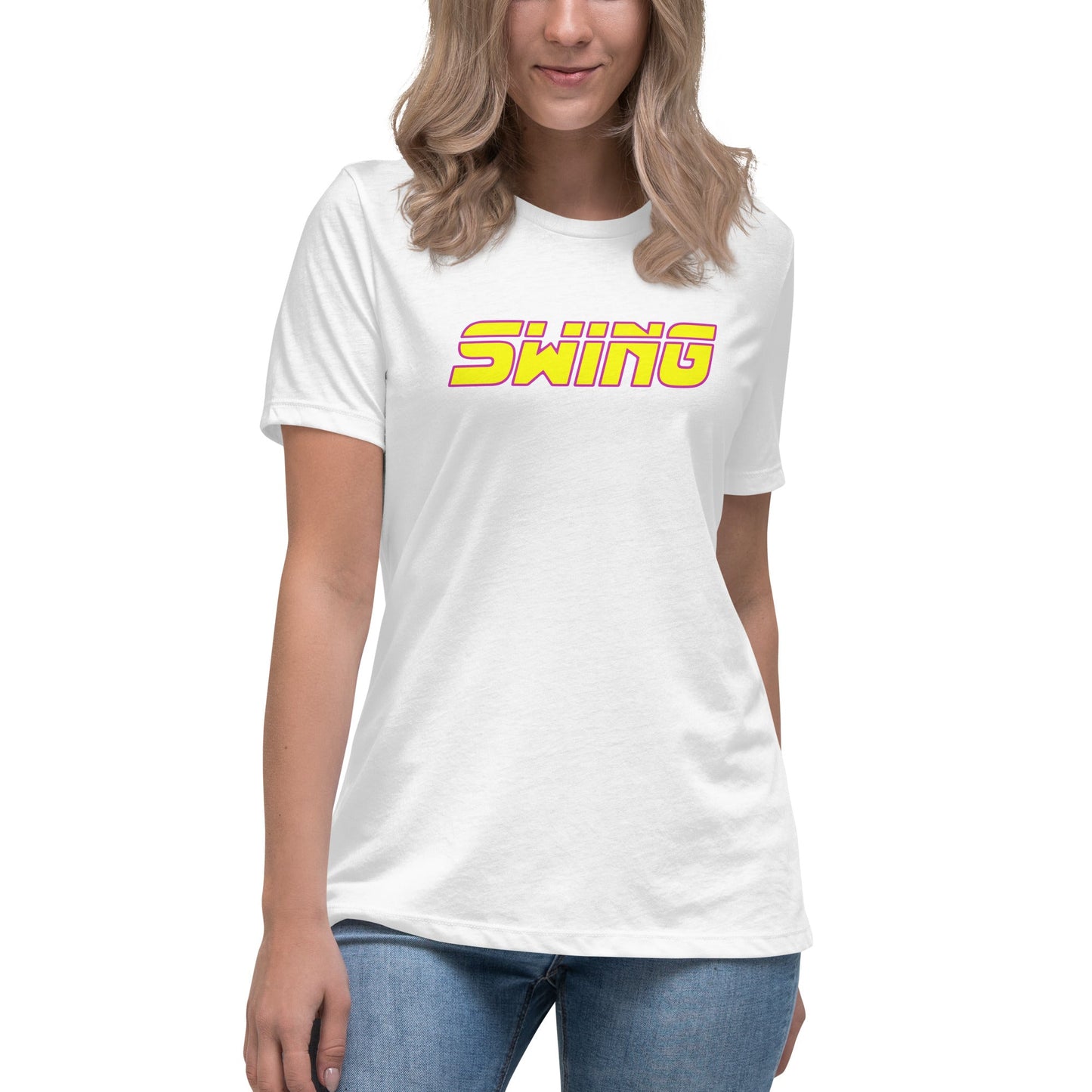 Performance | Women's Relaxed T Shirt | Midwest Swing Softball | Mark Logo