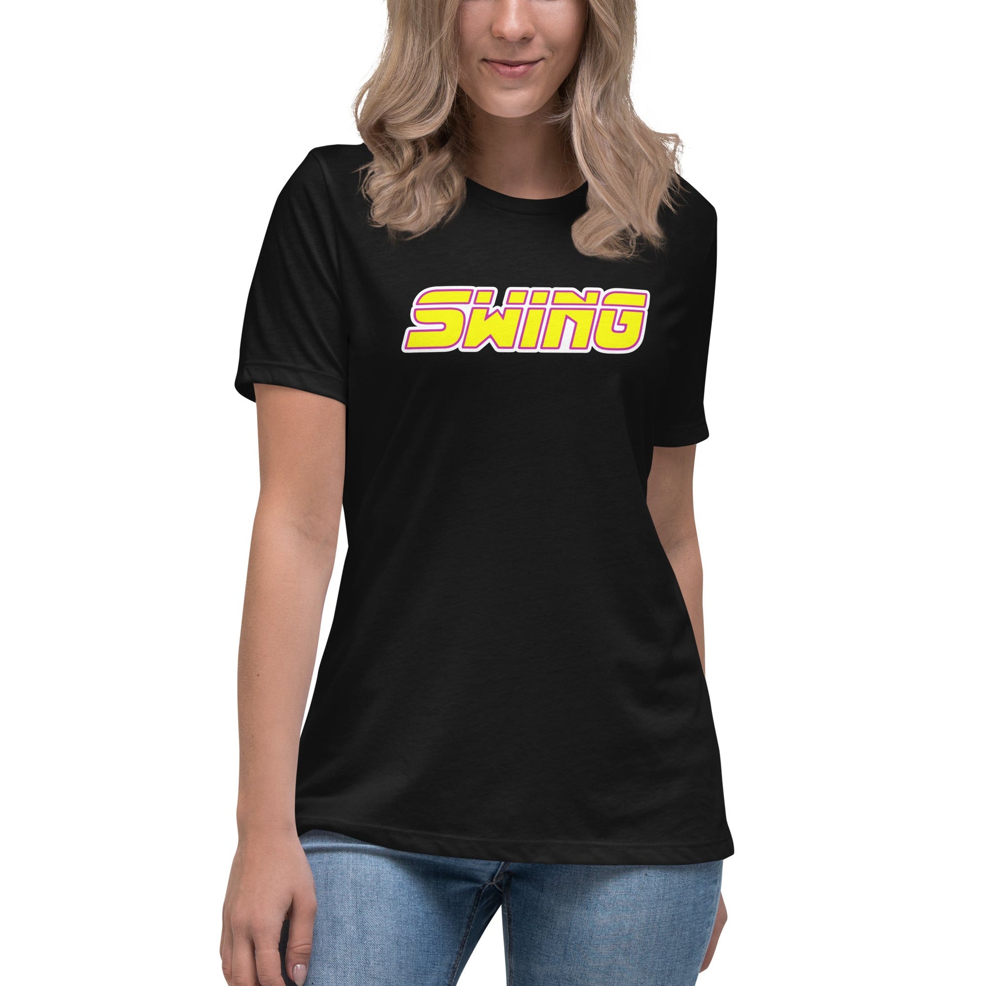 Performance | Women's Relaxed T Shirt | Midwest Swing Softball | Mark Logo